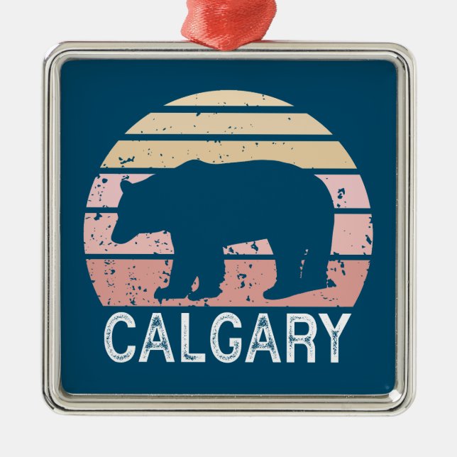 Calgary Alberta Retro Bear Metal Tree Decoration (Front)