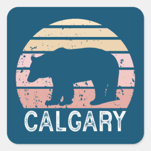 Calgary Alberta Retro Bear Square Sticker