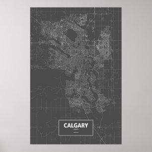 Calgary, Alberta (white on black) Poster