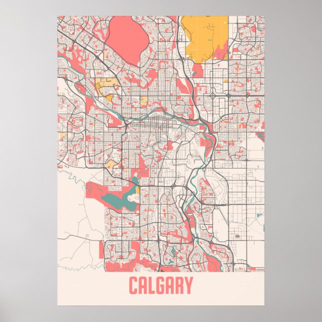 Calgary - Canada Chalk City Map Poster (Front)