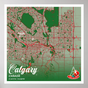 Calgary - Canada Christmas Colour City Map Poster