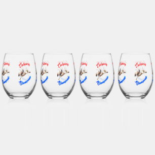 Calgary Canada Horses July Riders Calgary Stampede Stemless Wine Glass
