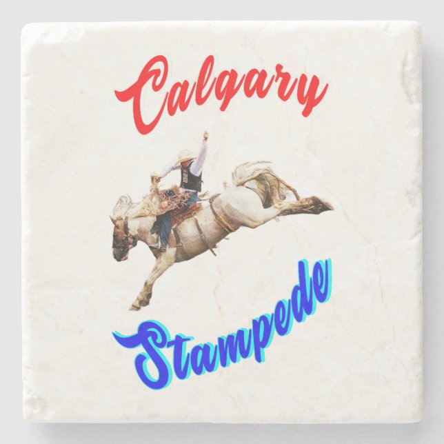 Calgary Canada Horses July Riders Calgary Stampede Stone Coaster (Front)