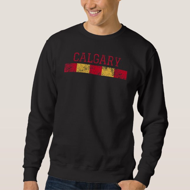 Calgary Canada Retro Vintage Weathered Throwback Sweatshirt (Front)