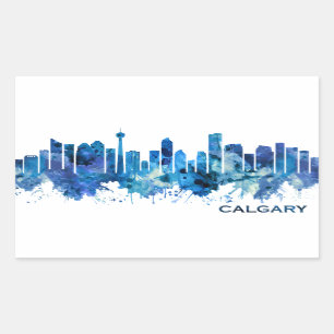 Calgary Canada Skyline Blue Rectangular Sticker