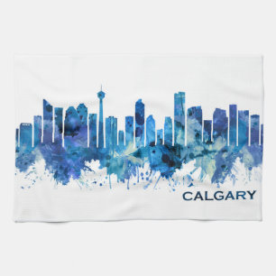Calgary Canada Skyline Blue Tea Towel