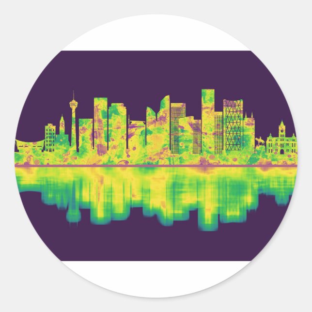 Calgary Canada Skyline Classic Round Sticker (Front)