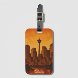 Calgary Canada Vintage Travel CItyscape Luggage Tag