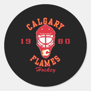 Calgary Flames Hockey Mask Black Nhl Officially Li Classic Round Sticker