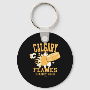 Calgary Flames Hockey Puck Burst Red Officially Li Key Ring