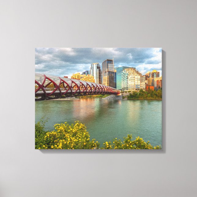 Calgary Peace Bridge and Cityscape  Canvas Print (Front)