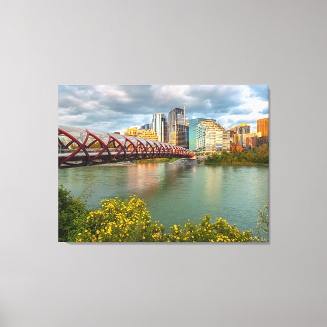 Calgary Peace Bridge and Cityscape  Canvas Print (Front)