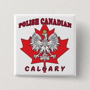 Calgary Polish Canadian Leaf 15 Cm Square Badge