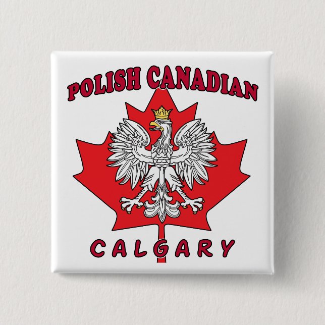 Calgary Polish Canadian Leaf 15 Cm Square Badge (Front)