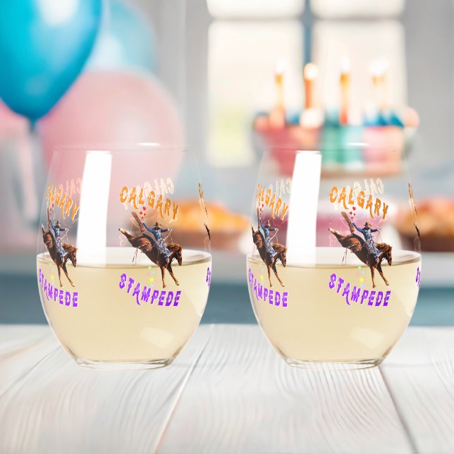 Calgary Pride Stampede Stemless Wine Glass (Insitu (Baby Shower))