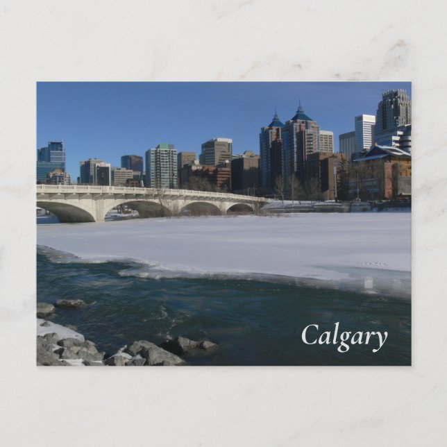 Calgary River and Skyline Postcard (Front)