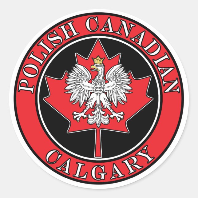 Calgary Round Polish Canadian Leaf Classic Round Sticker (Front)