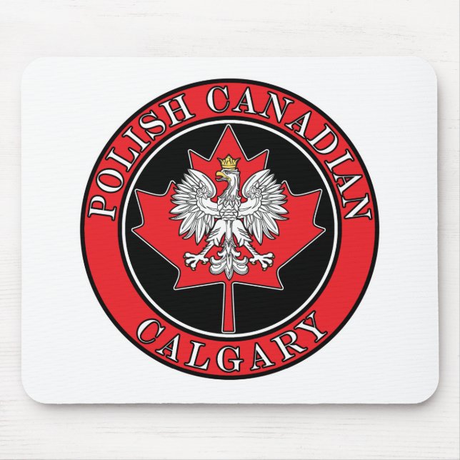 Calgary Round Polish Canadian Leaf Mouse Mat (Front)