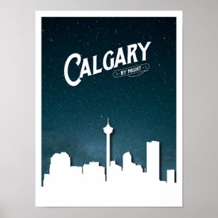 Calgary skyline by night - Poster