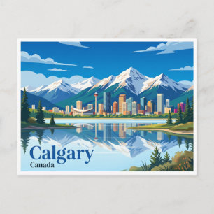 Calgary Skyline with Rocky Mountains Canada Postcard