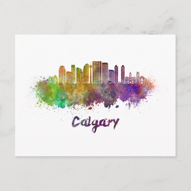 Calgary V2 skyline in watercolor Postcard (Front)