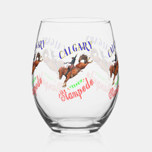 Calgary Yeehaw Stampede Stemless Wine Glass