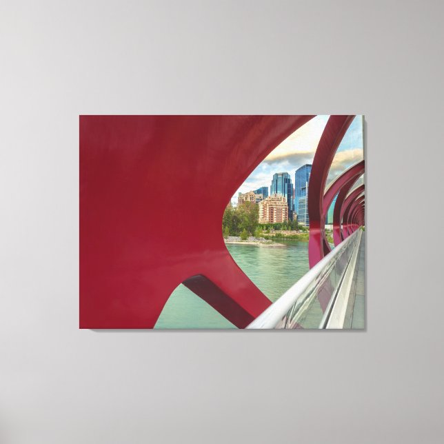 Calgary's Peace Bridge and Cityscape Canvas Print (Front)