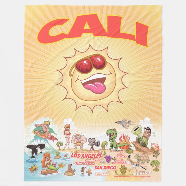 Cali Beach Paradise Fleece Blanket (Front)