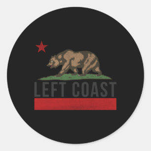 Cali Bear Flag Left Coast Classic Round Sticker