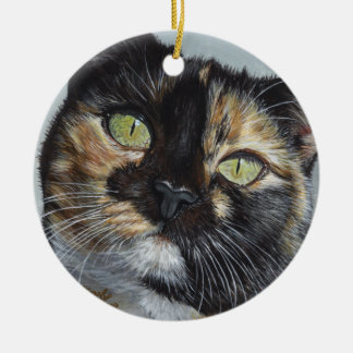 Cali Calico Tortoiseshell cat painting art Ceramic Tree Decoration