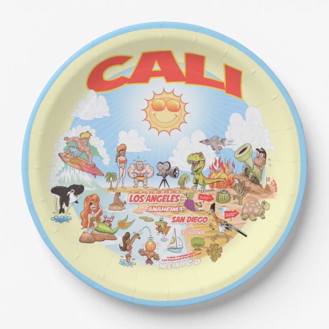 CALI California Beach Paper Plate (Front)