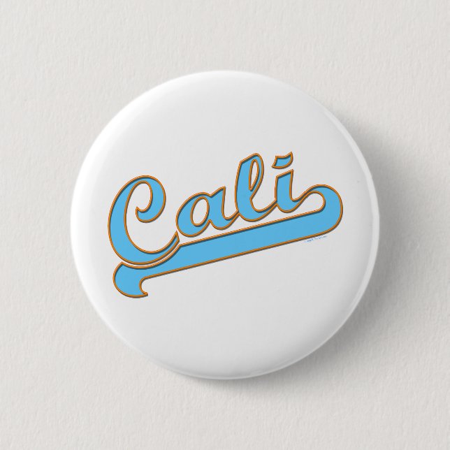 Cali California Surfer Logo in Blue 6 Cm Round Badge (Front)