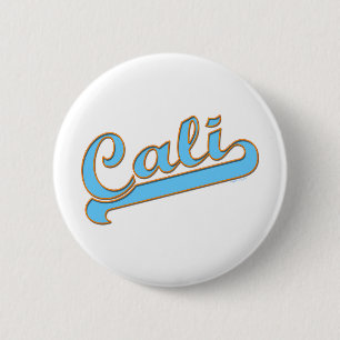 Cali California Surfer Logo in Blue 6 Cm Round Badge