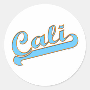 Cali California Surfer Logo in Blue Classic Round Sticker