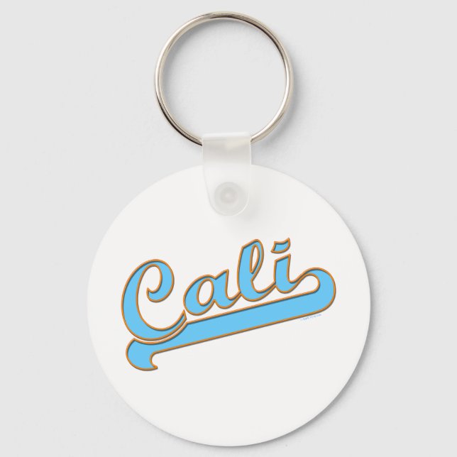 Cali California Surfer Logo in Blue Key Ring (Front)