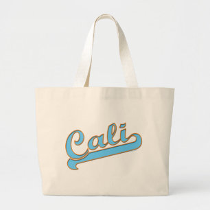 Cali California Surfer Logo in Blue Large Tote Bag