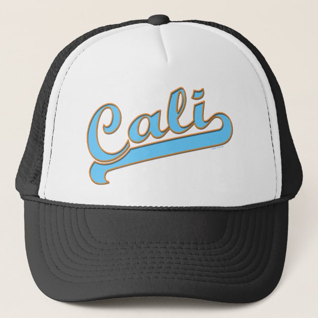 Cali California Surfer Logo in Blue Trucker Hat (Front)