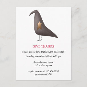 Cali Crows · Crow & Star Invitation Postcard
