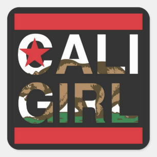 Cali Girl Rep Red Square Sticker