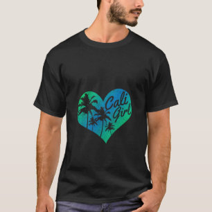 Cali Girl Vintage California Heart Palm Trees Summ T-Shirt
