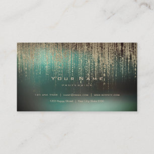 Cali Green Ombre Metallic Gold Matrix Cyber Rain Business Card