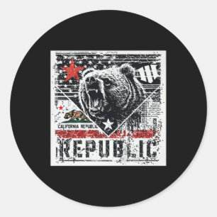 Cali Grizzly Grit – Graphic Tee Premium Classic Round Sticker