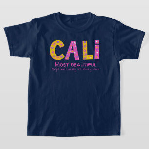 Cali name meaning pink yellow flower stars T-Shirt