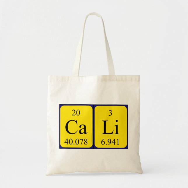 Cali periodic table name tote bag (Front)
