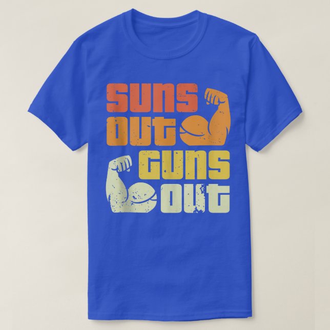 Cali Style Bodybuilding Sun's Out Guns Out Biceps  T-Shirt (Design Front)