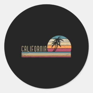Cali Summer Vacation Ca Palm Trees Usa Retro Calif Classic Round Sticker