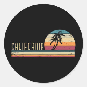 Cali Summer Vacation Ca Palm Trees Usa Retro Calif Classic Round Sticker