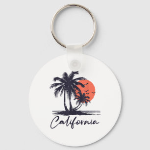 Cali Summer Vacation Ca Palm Trees Usa Retro Calif Key Ring