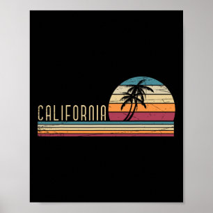 Cali Summer Vacation Ca Palm Trees Usa Retro Calif Poster