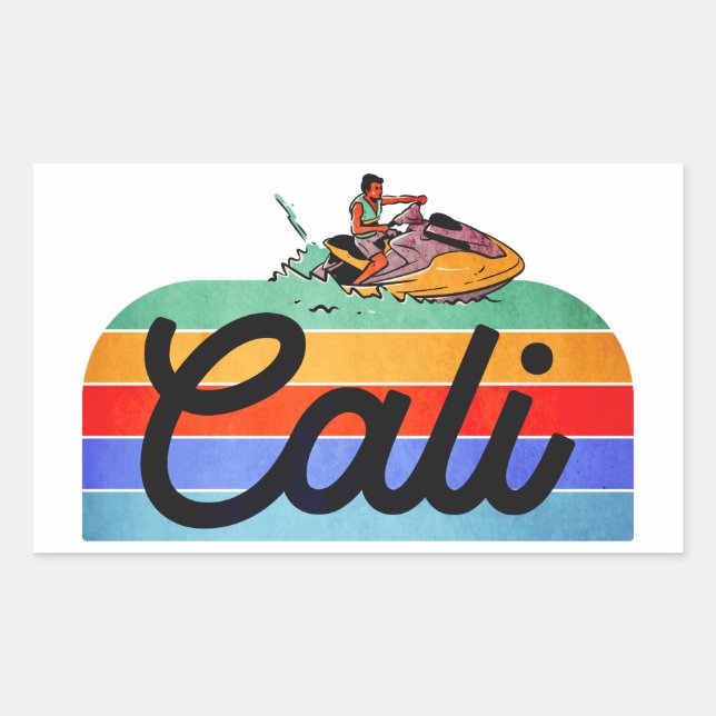Cali Summer Vintage Style Rectangular Sticker (Front)